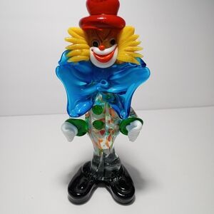 Murano Red Yellow Blue Glass Clown Figurine